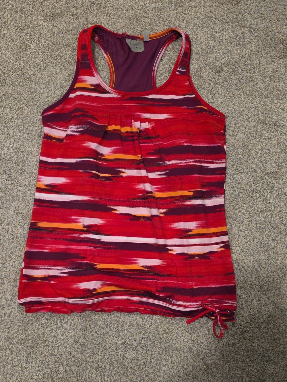 Athleta Red Multicolor Striped Racerback Tank